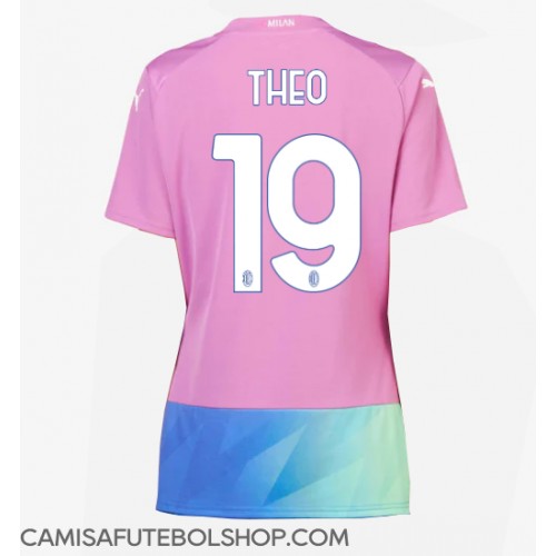 Camisa de time de futebol AC Milan Theo Hernandez #19 Replicas 3º Equipamento Feminina 2023-24 Manga Curta